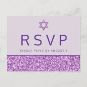 Glam Lila Simple Modern Bat Mitzvah UAWG Postkarte (Vorderseite)
