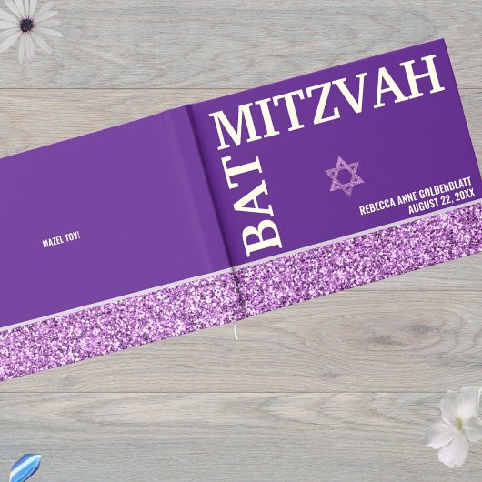 Glam Lila Star von David Bat Mitzvah Gold Gästebuch