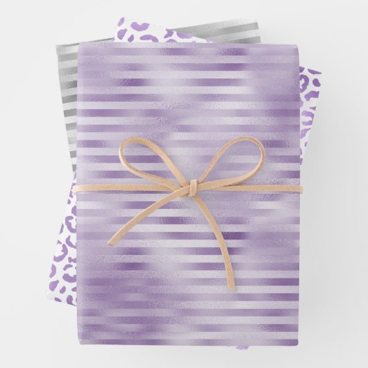 Glam Lila Streifen Geschenkpapier Set (Beispiel)