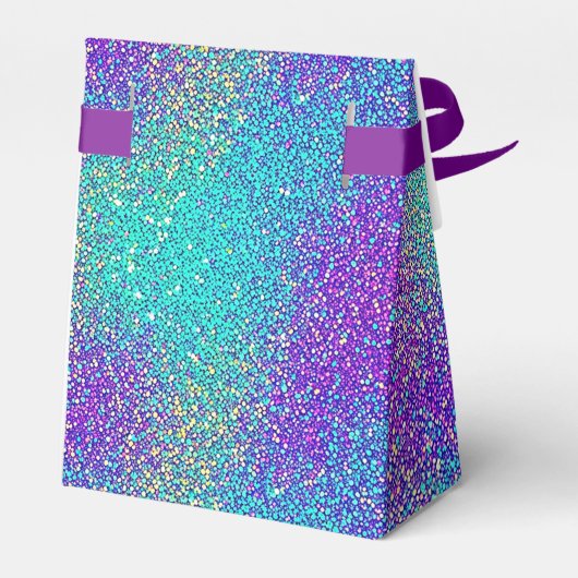 Glam Lila Türkis Sparkling Glitzer Gradient Geschenkschachtel (Rückseite)
