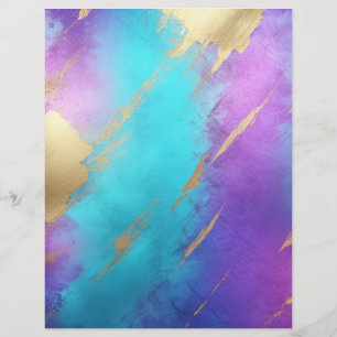 Glam Lila Türkise Gold Scrapbook Paper