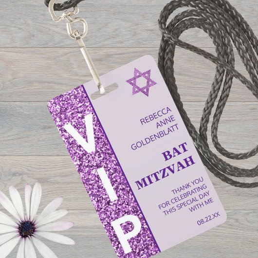Glam Lila Unique VIP Bat Mitzvah Gastgeschenk Ausweis