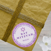 Glam Lila Vielen Dank Chic Bat Mitzvah Party Runder Aufkleber