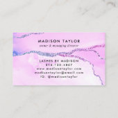 Glam Lila Violet Glitzer Marble Agate Monogram Visitenkarte (Rückseite)