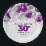 Glam Lila Violet Silver Ballon Glitzer Geburtstag Pappteller<br><div class="desc">Modern Glam Lila Violet Silber Ballon Glitzer Sparkor jedes Alter Geburtstagsparty Teller</div>