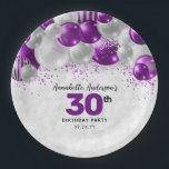 Glam Lila Violet Silver Ballon Glitzer Geburtstag Pappteller<br><div class="desc">Modern Glam Lila Violet Silber Ballon Glitzer Sparkor jedes Alter Geburtstagsparty Teller</div>