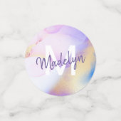 Glam Lilac Abstrakt Paint Trendy Monogram Konfetti (Klein Vorderseite)