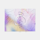 Glam Lilac Gold Abstrakt Paint Elegant Monogram Fleecedecke (Vorderseite (Horizontal))