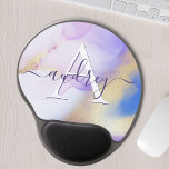 Glam Lilac Gold Abstrakt Paint Elegant Monogram Gel Mousepad<br><div class="desc">Diese abstrakte lila Aquarellfarbe und das goldene Imitat bespritzen den Hintergrund mit Ihren individuellen Details.</div>