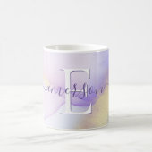 Glam Lilac Gold Abstrakt Paint Elegant Monogram Kaffeetasse (Mittel)