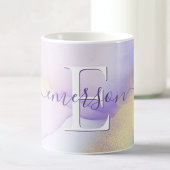 Glam Lilac Gold Abstrakt Paint Elegant Monogram Kaffeetasse
