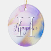 Glam Lilac Gold Abstrakt Paint Elegant Monogram Keramik Ornament (Links)