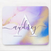 Glam Lilac Gold Abstrakt Paint Elegant Monogram Mousepad (Vorne)