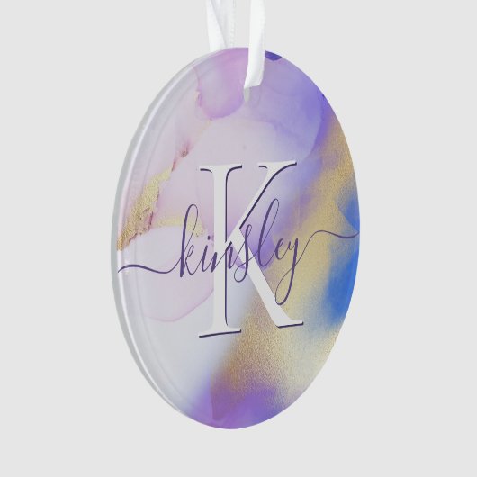 Glam Lilac Gold Abstrakt Paint Elegant Monogram Ornament (Vorderseite)