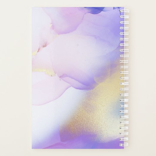 Glam Lilac Gold Abstrakt Paint Elegant Monogram Planer (Rückseite)