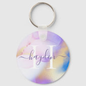 Glam Lilac Gold Abstrakt Paint Elegant Monogram Schlüsselanhänger (Vorderseite)