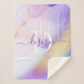 Glam Lilac Gold Abstrakt Paint Elegant Monogram Sherpadecke (Vorderseite)