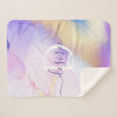 Glam Lilac Gold Abstrakt Paint Elegant Monogram Sherpadecke (Vorderseite (Horizontal))