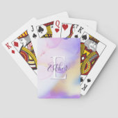 Glam Lilac Gold Abstrakt Paint Elegant Monogram Spielkarten (Rückseite)