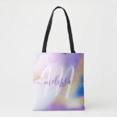 Glam Lilac Gold Abstrakt Paint Elegant Monogram Tasche (Vorderseite)