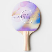 Glam Lilac Gold Abstrakt Paint Elegant Monogram Tischtennis Schläger (Vorderseite)
