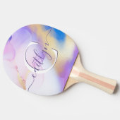 Glam Lilac Gold Abstrakt Paint Elegant Monogram Tischtennis Schläger (Seitenansicht)