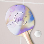 Glam Lilac Gold Abstrakt Paint Elegant Monogram Tischtennis Schläger<br><div class="desc">Diese abstrakte lila Aquarellfarbe und das goldene Imitat bespritzen den Hintergrund mit Ihren individuellen Details.</div>