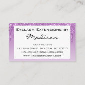 Glam Lilac Lila Glitzer Tropfen Makeup Eyelash Visitenkarte (Rückseite)