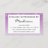 Glam Lilac Lila Glitzer Tropfen Makeup Eyelash Visitenkarte (Rückseite)