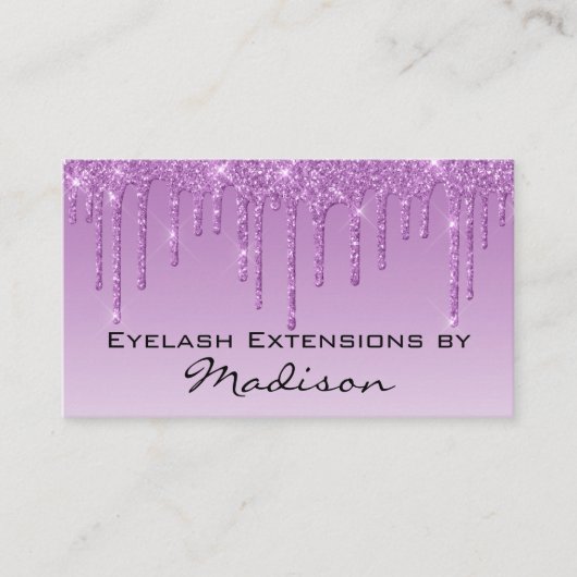 Glam Lilac Lila Glitzer Tropfen Makeup Eyelash Visitenkarte (Vorderseite)