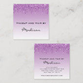 Glam Lilac Lila Glitzer Tropfens Makeup Artist Quadratische Visitenkarte (Vorne/Hinten)