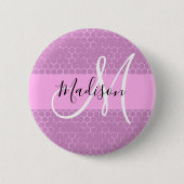 Glam Lilac Metallic Pink Honeycomb Monogram Name Button (Vorderseite)