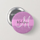 Glam Lilac Metallic Pink Honeycomb Monogram Name Button (Vorne & Hinten)