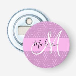 Glam Lilac Metallic Pink Honeycomb Monogram Name Flaschenöffner