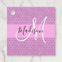 Glam Lilac Metallic Pink Honeycomb Monogram Name