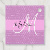 Glam Lilac Metallic Pink Honeycomb Monogram Name Geschenkanhänger (Rückseite)