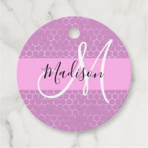 Glam Lilac Metallic Pink Honeycomb Monogram Name