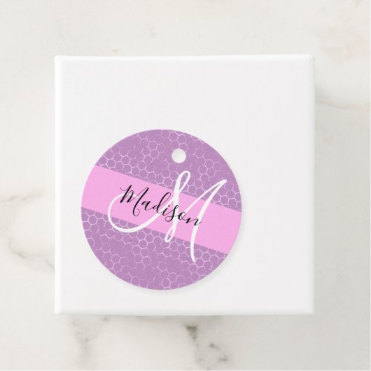 Glam Lilac Metallic Pink Honeycomb Monogram Name Geschenkanhänger (Beispiel)