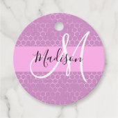 Glam Lilac Metallic Pink Honeycomb Monogram Name Geschenkanhänger (Vorderseite)