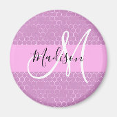 Glam Lilac Metallic Pink Honeycomb Monogram Name Magnet (Vorne)