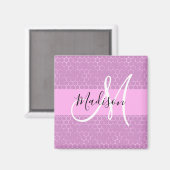 Glam Lilac Metallic Pink Honeycomb Monogram Name Magnet (Vorderseite/Rückseite)