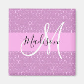 Glam Lilac Metallic Pink Honeycomb Monogram Name Magnet (Vorne)