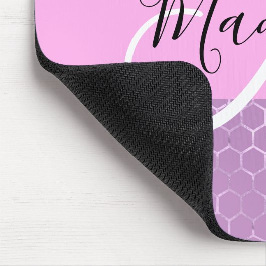 Glam Lilac Metallic Pink Honeycomb Monogram Name Mousepad (Ecke)