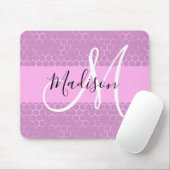 Glam Lilac Metallic Pink Honeycomb Monogram Name Mousepad (Mit Mouse)
