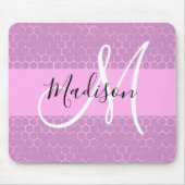 Glam Lilac Metallic Pink Honeycomb Monogram Name Mousepad (Vorne)