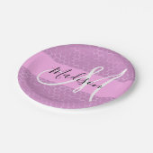 Glam Lilac Metallic Pink Honeycomb Monogram Name Pappteller (Schrägansicht)