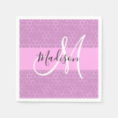Glam Lilac Metallic Pink Honeycomb Monogram Name Serviette (Vorderseite)