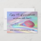 Glam Lips Glitzer Tropfen Imitate Holografischer R Dankeskarte (Rückseite)