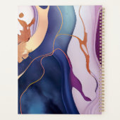Glam Liquid Marble Blue Lila Gold Monogramm Planer (Rückseite)