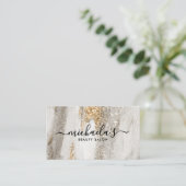 Glam Luxe Faux Gold Glitter Elegant Script Visitenkarte (Stehend Vorderseite)